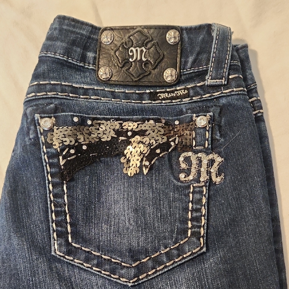 Miss Me Blue Jeans with Metallic Details